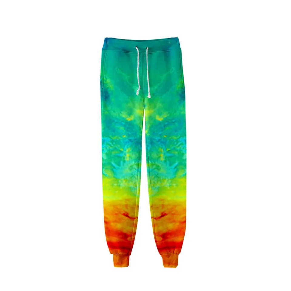 Джоггеры Tie Dye с высокой талией и широкой Красочные мужские/женские мужские