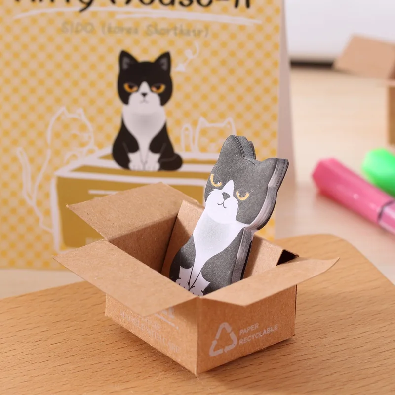 3D Kawaii Cat Dog Box милые наклейки из мультфильмов корейские Канцтовары клейкие заметки