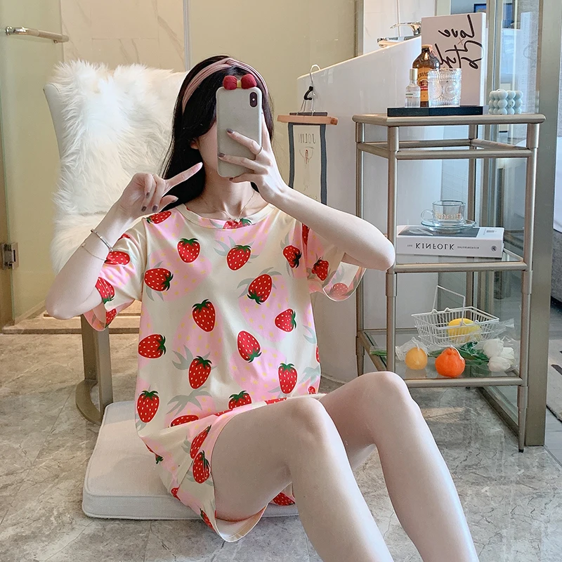 Pajamas for women short sleeved shorts pyjama Femme Round Neck Cartoon Pijamas Set Summer women Lovely Sleepwear suit wholesale
Pajamas for women short sleeved shorts pyjama Femme Round Neck Cartoon Pijamas Set Summer women Lovely Sleepwear suit wholesale