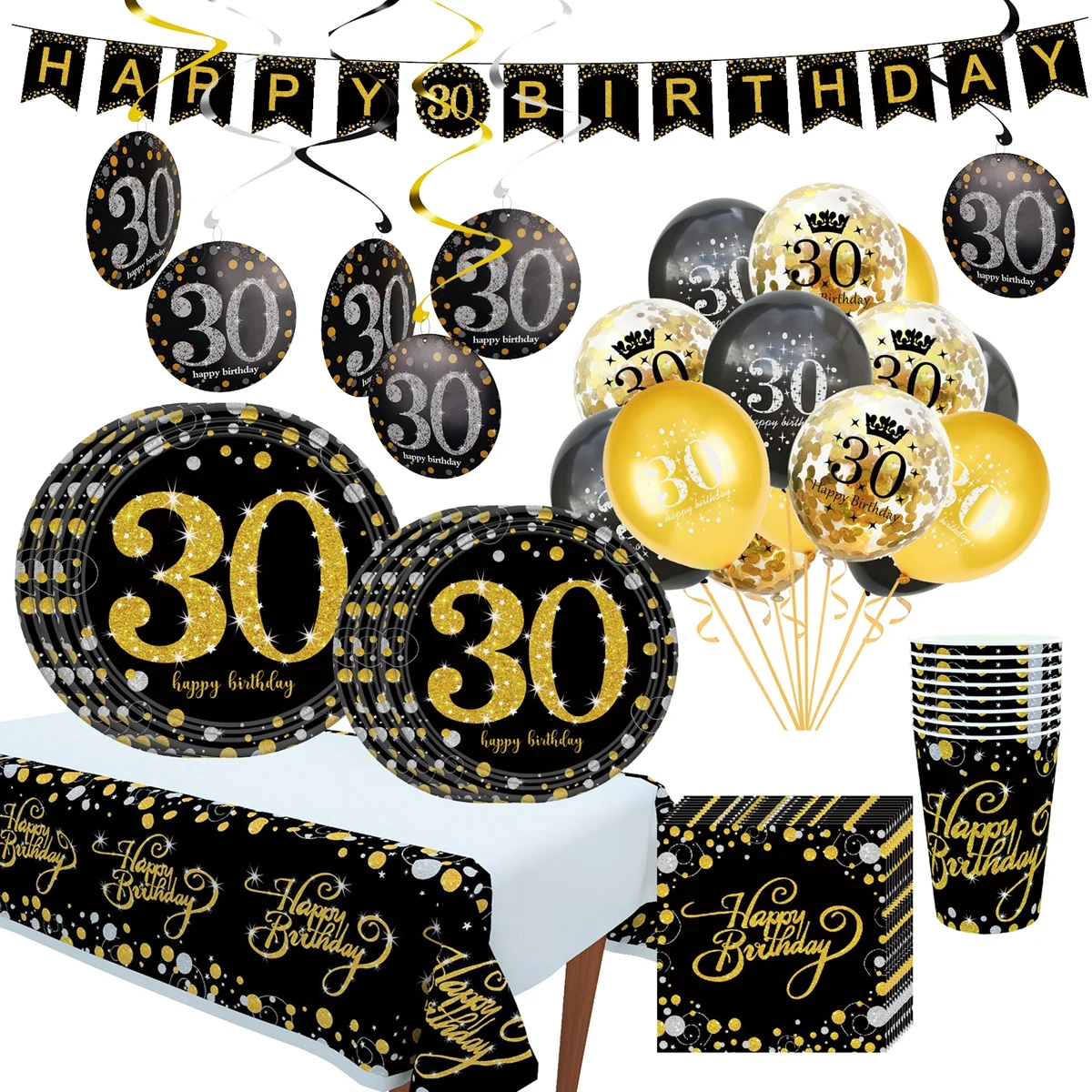 Фон для дня рождения с черным золотом 30/40/50 лет|Украшения своими руками вечеринки|