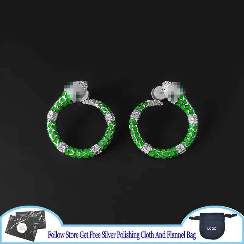 S925 Sterling Silver Earrings Neon Green Serpent Round Earrings White Silver Women Simple Trend Snake Vintage Earrings Jewelry
S925 Sterling Silver Earrings Neon Green Serpent Round Earrings White Silver Women Simple Trend Snake Vintage Earrings Jewelry