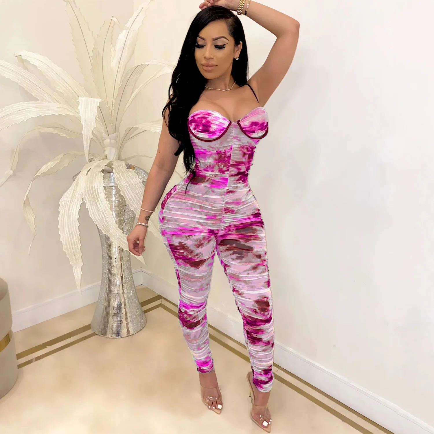 New Arrival Fashion Women's Mesh Romper Sling Jumpsuit Off-Shoulder Tight Pleated Elastic High Waist Trousers
New Arrival Fashion Women's Mesh Romper Sling Jumpsuit Off-Shoulder Tight Pleated Elastic High Waist Trousers