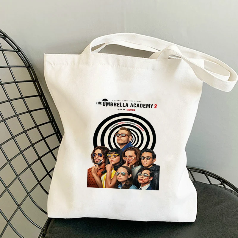 Umbrella Academy Shopping Bags for Groceries Canvas Shoulder Bag Designer Handbags Cloth Tote Anime Casual Woman Shopper Fabric
Umbrella Academy Shopping Bags for Groceries Canvas Shoulder Bag Designer Handbags Cloth Tote Anime Casual Woman Shopper Fabric