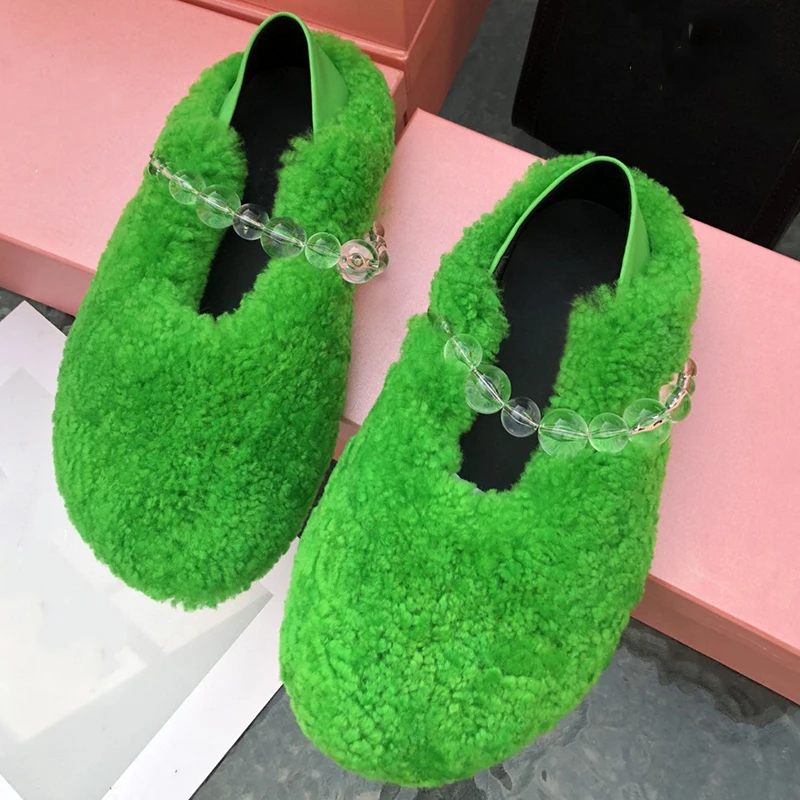 Luxury Women Fur Flats Shoes Wool Round Toe Genuine Leather Slip On Crystal String Bead Decor Lazy Shoes Ladies Winter Warm Shoe
Luxury Women Fur Flats Shoes Wool Round Toe Genuine Leather Slip On Crystal String Bead Decor Lazy Shoes Ladies Winter Warm Shoe