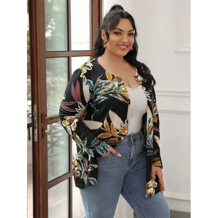 Fashion Floral Printing Women Plus Size O-neck Coats 2021 Spring New Arrivals Lady's Casual Long Sleeve Loose Cardigan
Fashion Floral Printing Women Plus Size O-neck Coats 2021 Spring New Arrivals Lady's Casual Long Sleeve Loose Cardigan