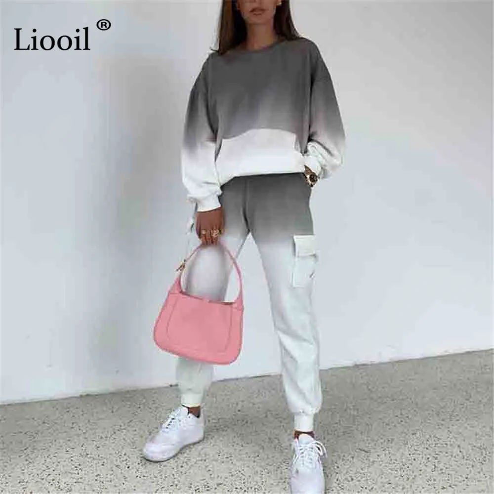 Gradient Color Block 2 Piece Tracksuit Set Loose Sweatshirts Tops And Sweatpants Long Sleeve Pocket Patchwork Jogger Female Sets
Gradient Color Block 2 Piece Tracksuit Set Loose Sweatshirts Tops And Sweatpants Long Sleeve Pocket Patchwork Jogger Female Sets