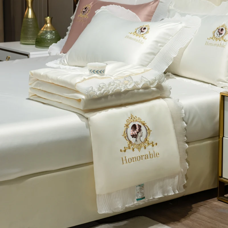 Summer Blanket Ice Silk Quilt Washable Cool Feeling Naked Sleeping Embroidered Bedding Comfortable Bed Sheet Pillowcase 1/3/4Pcs
Summer Blanket Ice Silk Quilt Washable Cool Feeling Naked Sleeping Embroidered Bedding Comfortable Bed Sheet Pillowcase 1/3/4Pcs