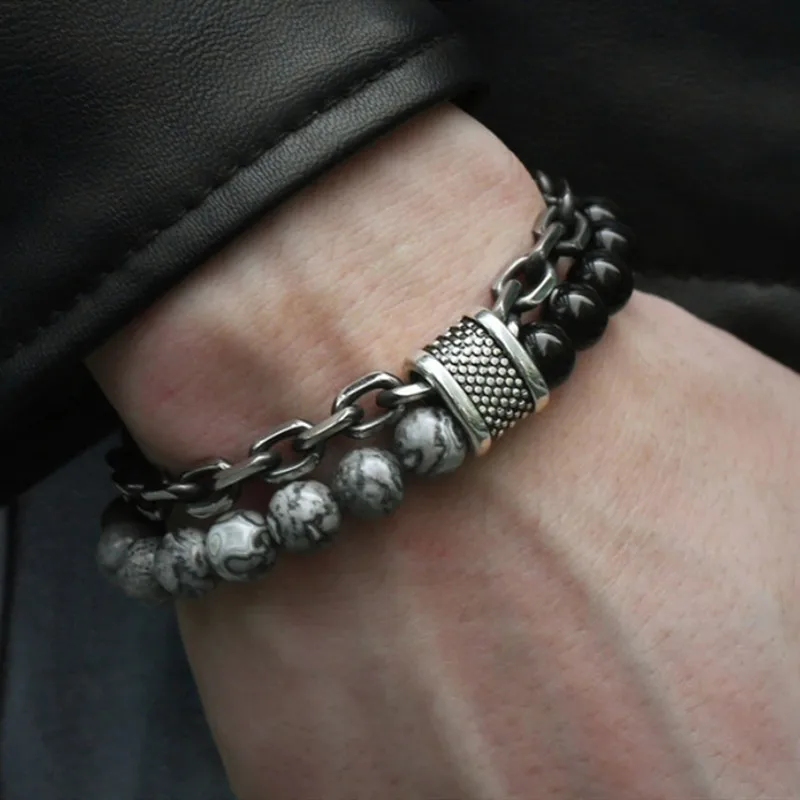 FDLK Unique Natural Map Stone Men's Beaded Bracelet Stainless Steel Bracelets Dropshipping Male Jewelry Fashion Gifts for Men
FDLK Unique Natural Map Stone Men's Beaded Bracelet Stainless Steel Bracelets Dropshipping Male Jewelry Fashion Gifts for Men