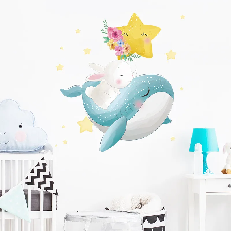 Cartoon Whale Wall Stickers for Kids Rooms Wall Decor Cute White Rabbit Wall Decals for Baby Room Home Decoration Art DIY Murals
Cartoon Whale Wall Stickers for Kids Rooms Wall Decor Cute White Rabbit Wall Decals for Baby Room Home Decoration Art DIY Murals