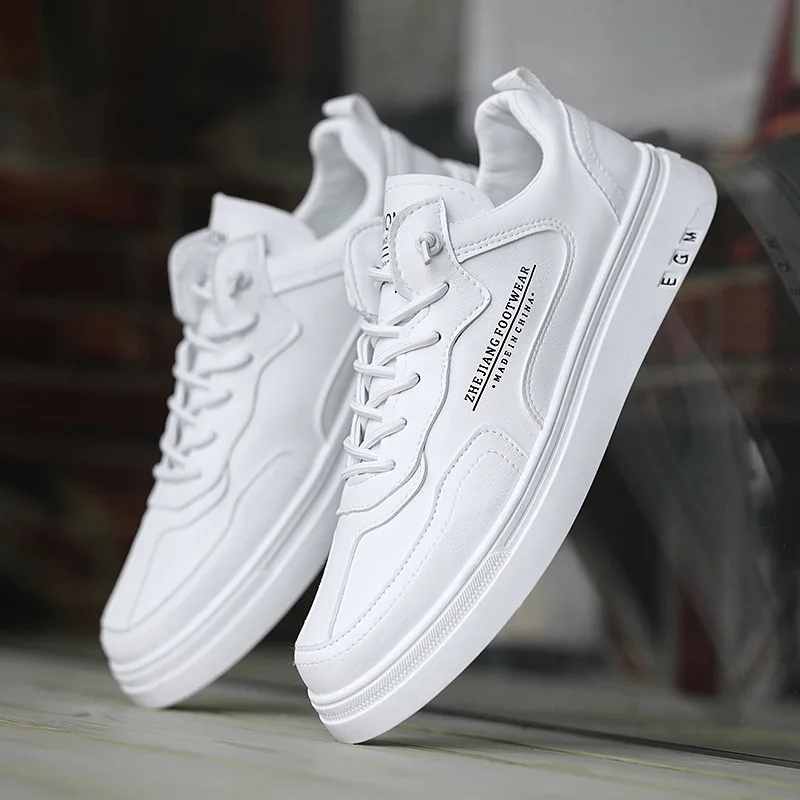 2021 Spring New Men's Shoes Wild Fashion White Shoes Students PU Leather Fashion Sneakers Leisure shoes men sneakers 
2021 Spring New Men's Shoes Wild Fashion White Shoes Students PU Leather Fashion Sneakers Leisure shoes men sneakers