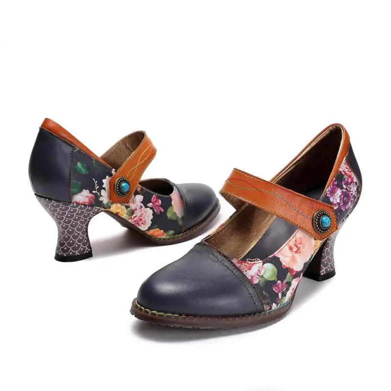 Johnature Pumps Women Shoes Retro Print High Heels Mixed Colors Genuine Leather 2021 New Flower Handmade Concise Ladies Shoes 
Johnature Pumps Women Shoes Retro Print High Heels Mixed Colors Genuine Leather 2021 New Flower Handmade Concise Ladies Shoes