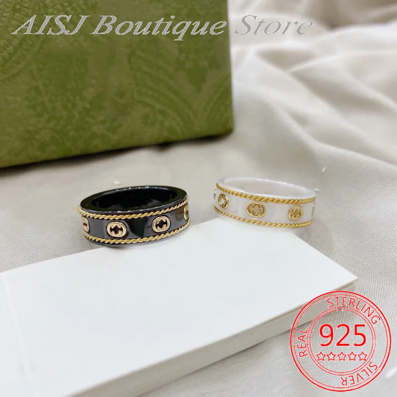 Ag925 Sterling Silver Exquisite Ceramic GG Ring Fashion Personality Retro Couple High-end Luxury Simple Jewelry Anniversary Gift
Ag925 Sterling Silver Exquisite Ceramic GG Ring Fashion Personality Retro Couple High-end Luxury Simple Jewelry Anniversary Gift