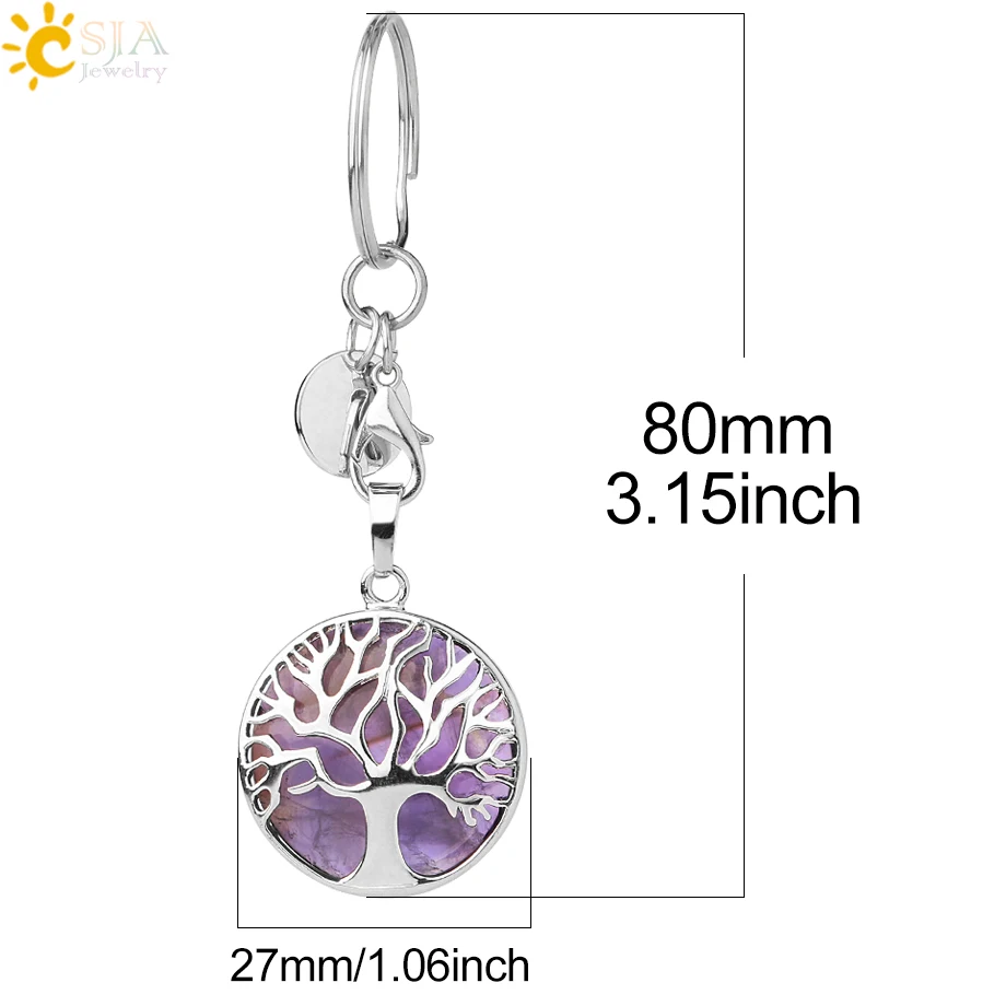 CSJA Natural Stone Original Keychains Tree of Life Keyring Silver Color Healing Crystal Car Decor Keyholder for Women Men G498
CSJA Natural Stone Original Keychains Tree of Life Keyring Silver Color Healing Crystal Car Decor Keyholder for Women Men G498