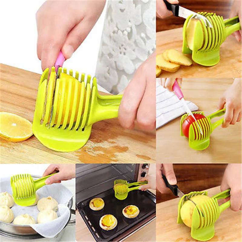 

Potato Tomato Onion Lemon Vegetable Fruit Slicer Peel Cutter Holder Slicer Multifuctional Food Cake Tongs