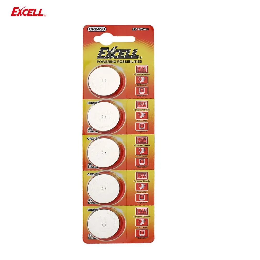 5 шт./лот EXCELL 3 в CR2450 литиевые элементы для монет кнопочные батареи вольтовые часов