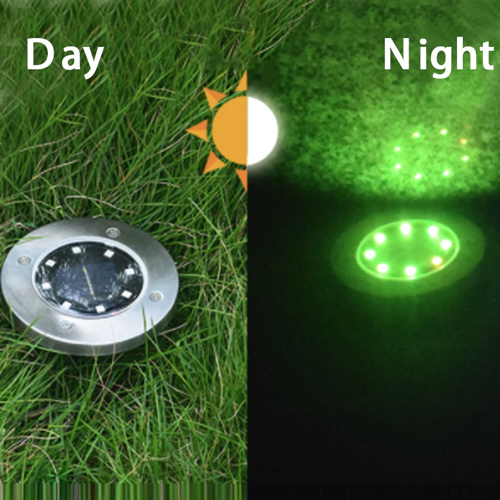 8 LEDs Solar Power Energy Ground Lamp Garden Light With Sensitive Sensor Waterproof Street Path 7 Colors | Лампы и освещение