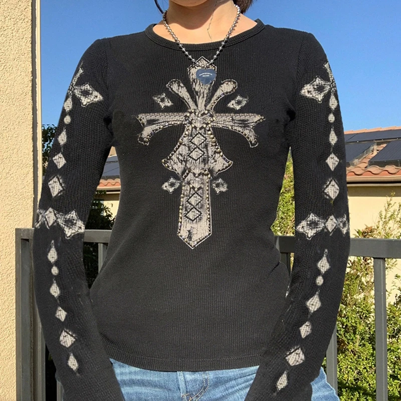 Fashionable T Shirt Blouse Tops Cross Printed T Shirt Harajuku Crewneck T-shirt Academia Tops Casual Retro Tee Tops Gift блузка
Fashionable T Shirt Blouse Tops Cross Printed T Shirt Harajuku Crewneck T-shirt Academia Tops Casual Retro Tee Tops Gift блузка