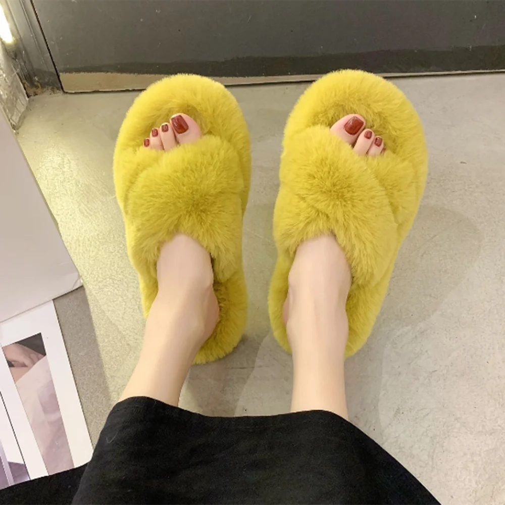 Women's Winter Fur Home Slippers Cross Belt Warm Plush Shoes Open Toe Furry Slippers Indoor 2021 Slippers Women
Women's Winter Fur Home Slippers Cross Belt Warm Plush Shoes Open Toe Furry Slippers Indoor 2021 Slippers Women