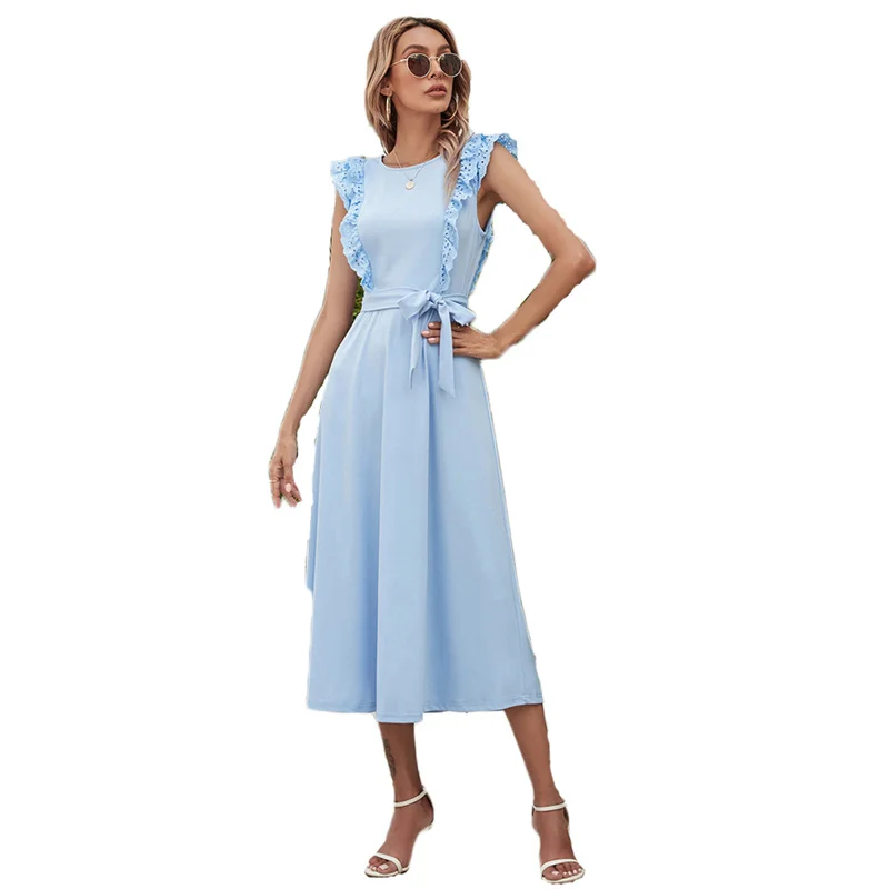 Women's Summer Beach Dress 2021 New Fashion Mid Waist Temperament Ruffled Sleeveless Sky Blue Mid-length Slim A-line Dress GH325
Women's Summer Beach Dress 2021 New Fashion Mid Waist Temperament Ruffled Sleeveless Sky Blue Mid-length Slim A-line Dress GH325