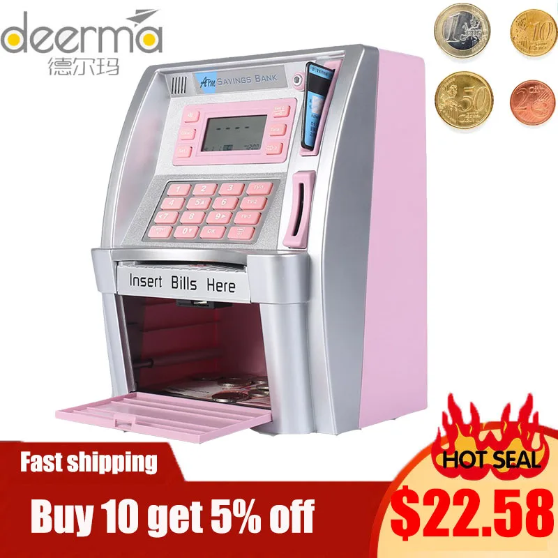 Electronic Piggy Bank Safe Box Money Boxes For Children Digital Coins Cash Saving Safe Deposit Mini ATM Machine Kid Xmas Gifts
Electronic Piggy Bank Safe Box Money Boxes For Children Digital Coins Cash Saving Safe Deposit Mini ATM Machine Kid Xmas Gifts