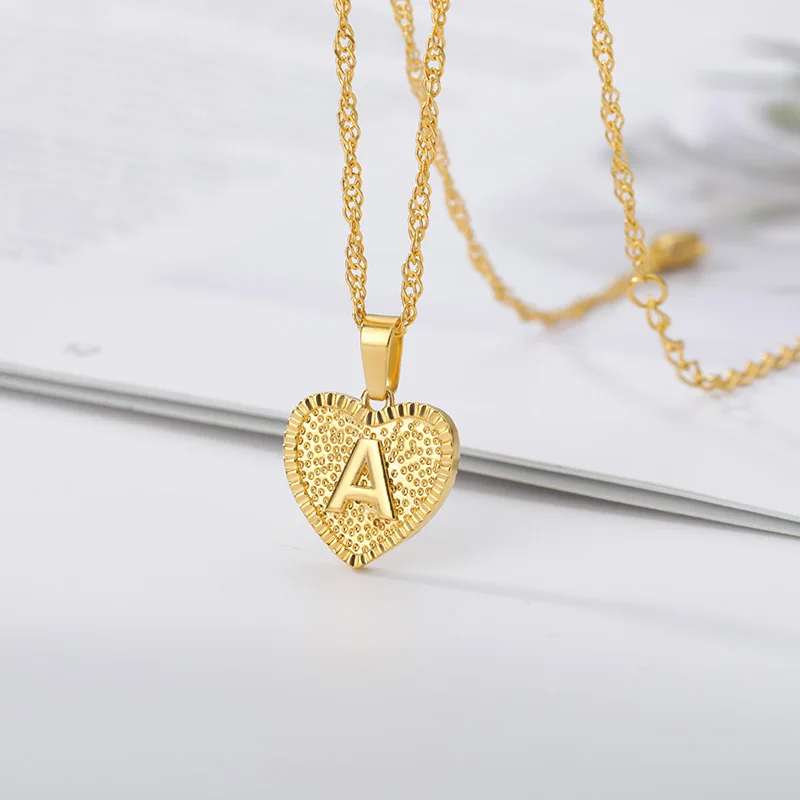 Ожерелье в форме сердца для женщин из нержавеющей стали золотое A Z с буквенным