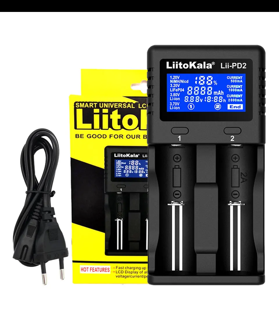 Liitokala Lii-PD2 LCD 3.7V/1.2V NiMH 18650 18350 18500 21700 20700 26650 Recharge Lithium Battery Charger
Liitokala Lii-PD2 LCD 3.7V/1.2V NiMH 18650 18350 18500 21700 20700 26650 Recharge Lithium Battery Charger