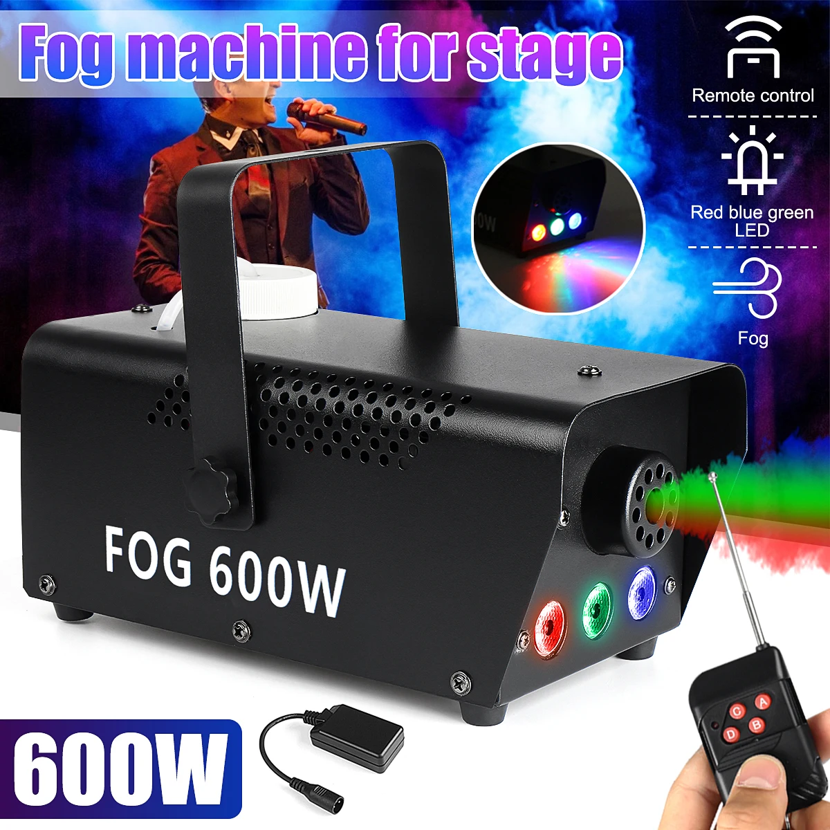3Led 600W remote control smoke machine mini Red Blue Green Mixed color fog machine for car disco bar stage performance show 220V
3Led 600W remote control smoke machine mini Red Blue Green Mixed color fog machine for car disco bar stage performance show 220V