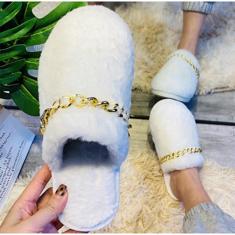 Woman Winter Plush Slippers Ladies Metal Chain Fashion Warm Slipper Women's Indoor Shoes Flat Home Shoe Female Footwear
Woman Winter Plush Slippers Ladies Metal Chain Fashion Warm Slipper Women's Indoor Shoes Flat Home Shoe Female Footwear