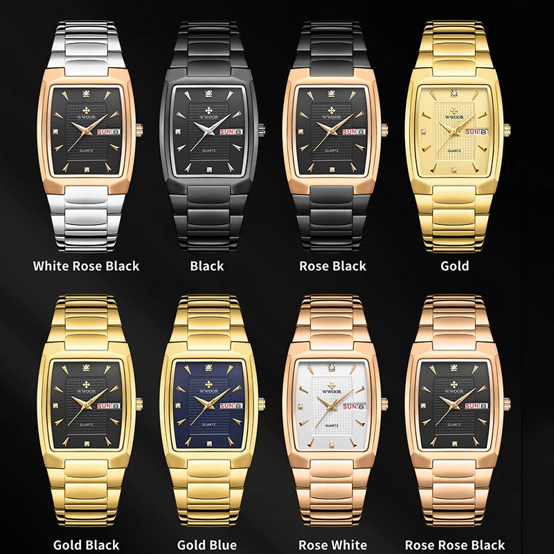 Watches Men WWOOR Brand Casual Simple Men's Quartz Clock Rose Gold Square Waterproof Week Display Wristwatches Relogio Masculino
Watches Men WWOOR Brand Casual Simple Men's Quartz Clock Rose Gold Square Waterproof Week Display Wristwatches Relogio Masculino