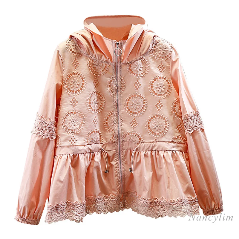 Sweet Embroidery Lace Stitching Zipper Drawstring Cinched Hoodie Coat for Women 2020 New Loose All-Matching Hoody Top Trendy
Sweet Embroidery Lace Stitching Zipper Drawstring Cinched Hoodie Coat for Women 2020 New Loose All-Matching Hoody Top Trendy