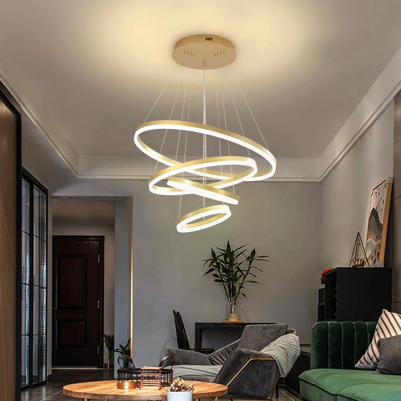 Gold/Brown Aluminum 2/3/4 Ring LED Chandelier Residential living room dining room lamps Commercial and office lighting
Gold/Brown Aluminum 2/3/4 Ring LED Chandelier Residential living room dining room lamps Commercial and office lighting