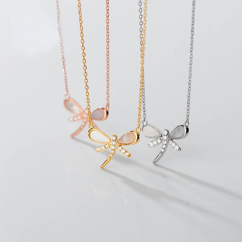 100% Real 925 Sterling Silver Dragonfly Pendant Necklace Delicate Shell and Zircon Necklaces for Women Girls
100% Real 925 Sterling Silver Dragonfly Pendant Necklace Delicate Shell and Zircon Necklaces for Women Girls