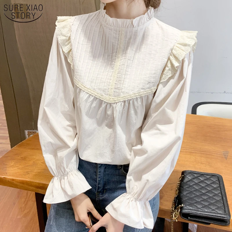 New Korean Vintage Lace Elegant White Women Blouse Long Sleeve Shirt Women Casual Office Ladies Tops Chemise Femme 12276 
New Korean Vintage Lace Elegant White Women Blouse Long Sleeve Shirt Women Casual Office Ladies Tops Chemise Femme 12276