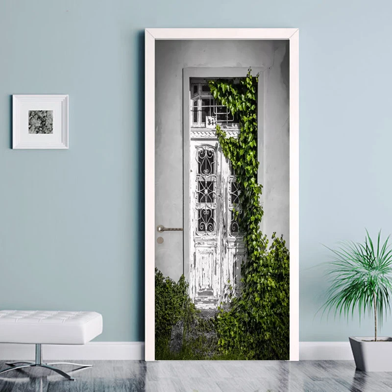3D стерео старые деревянные двери Виниловая наклейка на дверь современный декор