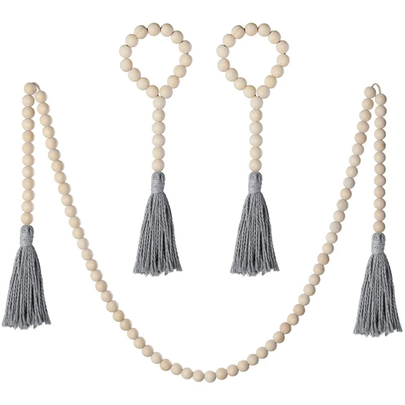 3 Pack Wood Bead Garland with Cotton Tassel, Rustic Wooden Bead Decor, Farmhouse Home Wall Hanging Decoration
3 Pack Wood Bead Garland with Cotton Tassel, Rustic Wooden Bead Decor, Farmhouse Home Wall Hanging Decoration