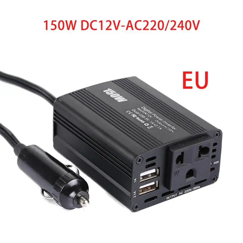 EU Version 150W Car Power Inverter DC 12V To 220V AC Converter With Dual USB Car Charger Car Accessories
EU Version 150W Car Power Inverter DC 12V To 220V AC Converter With Dual USB Car Charger Car Accessories
