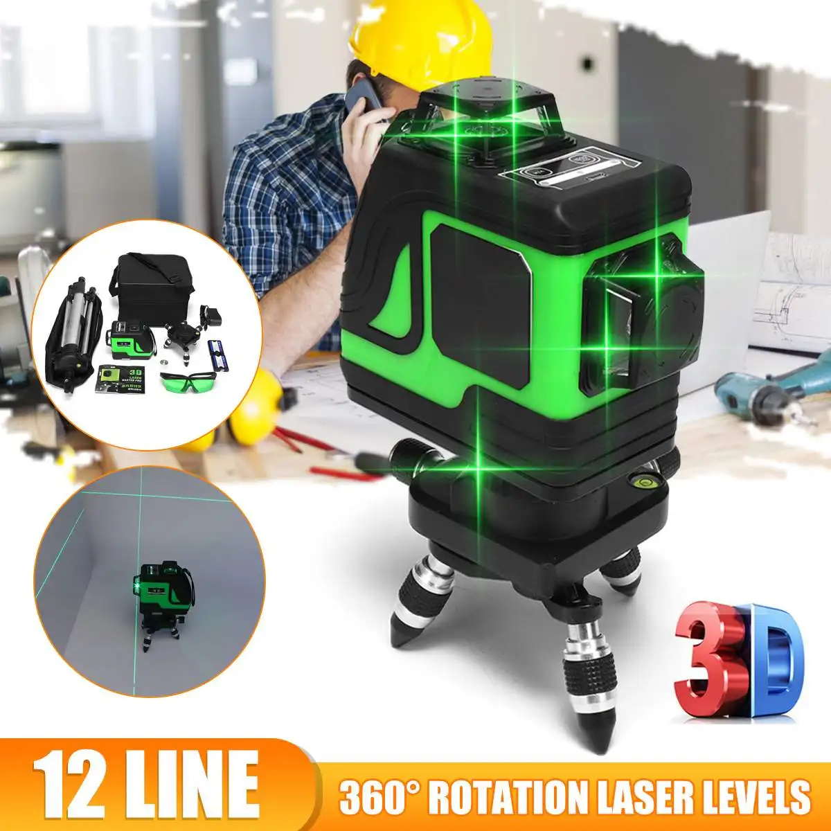 Multifunction Laser Level Kit 12 Lines 3D Self-Leveling 360 Horizontal And Vertical Cross Super Powerful Green Laser Beam Line
Multifunction Laser Level Kit 12 Lines 3D Self-Leveling 360 Horizontal And Vertical Cross Super Powerful Green Laser Beam Line