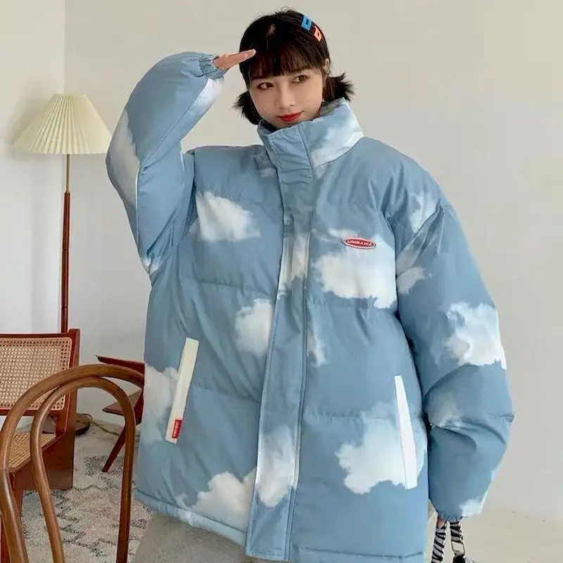 Preppy down jacket short jackets women cloud print blue oversized winter Korean loose cotton-padded Hong Kong female coat tops
Preppy down jacket short jackets women cloud print blue oversized winter Korean loose cotton-padded Hong Kong female coat tops