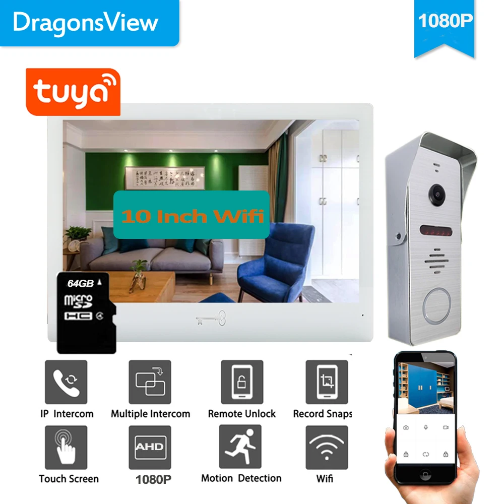 Dragonsview 10 дюймов Tuya Smart видео-дверной звонок Домофон Системы Wi-Fi Беспроводной Обнаружение движения удаленный Управление SD карты
Dragonsview 10 дюймов Tuya Smart видео-дверной звонок Домофон Системы Wi-Fi Беспроводной Обнаружение движения удаленный Управление SD карты