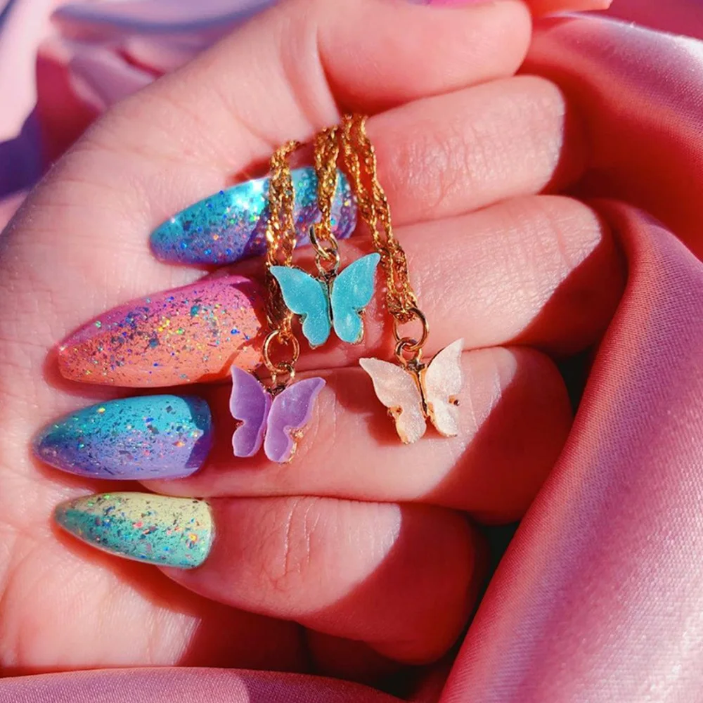 MOFLO Bohemian Summer Gold Plated Clavicle Chain Pink Acrylic Butterfly Charm Necklace Colorful Butterfly Pendant Necklace
MOFLO Bohemian Summer Gold Plated Clavicle Chain Pink Acrylic Butterfly Charm Necklace Colorful Butterfly Pendant Necklace