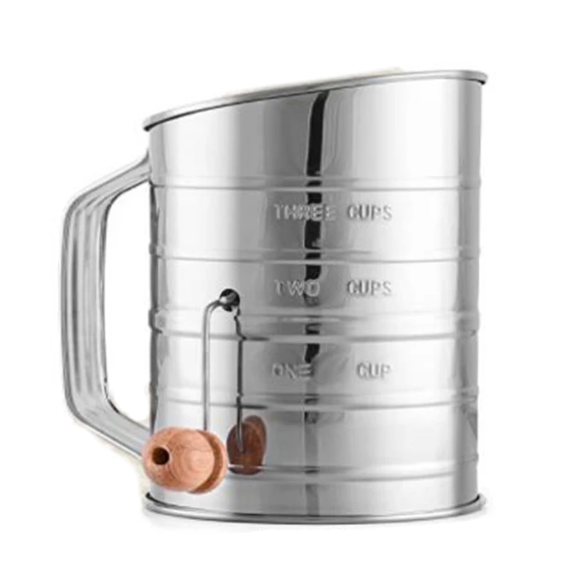 3 Cup Stainless Steel Flour Sifter - Fine Mesh Rotary Hand Crank Flour Sifter With Agitator Wire Loop For Baking Cakes
3 Cup Stainless Steel Flour Sifter - Fine Mesh Rotary Hand Crank Flour Sifter With Agitator Wire Loop For Baking Cakes