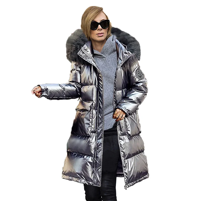 2021 Winter Glossy Parkas Coat Women New Loose Thick Warm Cotton Jacket Fur Collar Hooded Long Down Cotton Coat N1442
2021 Winter Glossy Parkas Coat Women New Loose Thick Warm Cotton Jacket Fur Collar Hooded Long Down Cotton Coat N1442