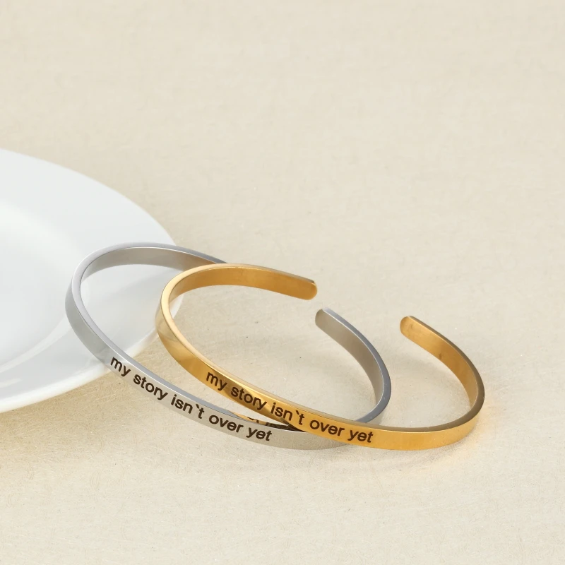 Stainless Steel Bangle Engrave my story isn`t over yet Bangles,5pcs engrave logo bangle 3.5*62mm
Stainless Steel Bangle Engrave my story isn`t over yet Bangles,5pcs engrave logo bangle 3.5*62mm