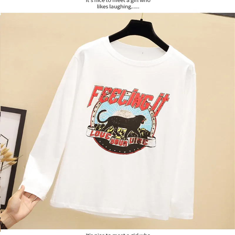 2020 Autumn And Winter New Loose Long Sleeved Printed White T Shirt Women's Top Fashion All Match Round Neck Bottoming ShirtC439
2020 Autumn And Winter New Loose Long Sleeved Printed White T Shirt Women's Top Fashion All Match Round Neck Bottoming ShirtC439