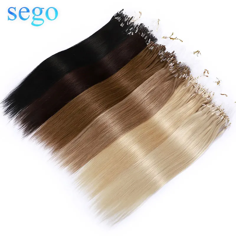 SEGO 1 г/локон 50 шт 16 " 24" микро кольца Бусины петли для наращивания волос 100%