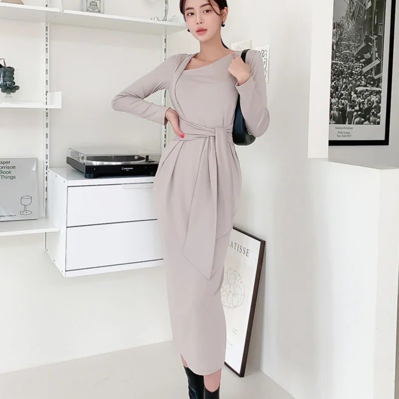 Fashion Women Long Sleeve Knitted Sweater Dress Korean Elegant Bottomed Long Dresses Autumn Winter Baisc Vestidos Robe Femme
Fashion Women Long Sleeve Knitted Sweater Dress Korean Elegant Bottomed Long Dresses Autumn Winter Baisc Vestidos Robe Femme