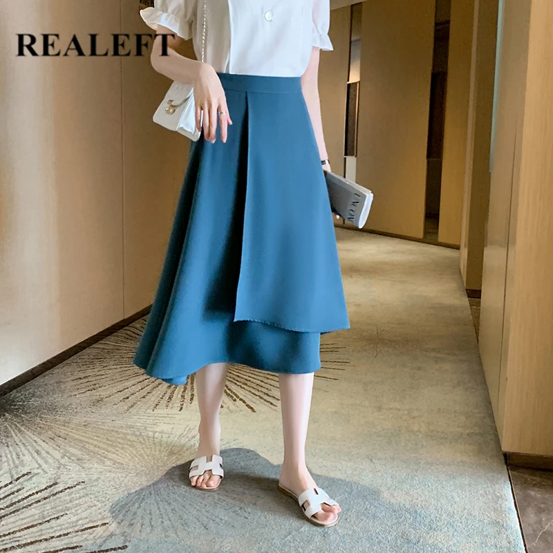 REALEFT 2021 New Summer Irregular Elegant Women's Midi Skirts Solid Female High Waist Office Lady A-Line Umbrella Chic Skirts
REALEFT 2021 New Summer Irregular Elegant Women's Midi Skirts Solid Female High Waist Office Lady A-Line Umbrella Chic Skirts