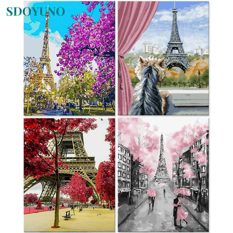 

SDOYUNO 60x75cm Paint By Numbers Paris Tower Frameless DIY Painting By Numbers On Canvas Landscape Digital Painting Unique Gift