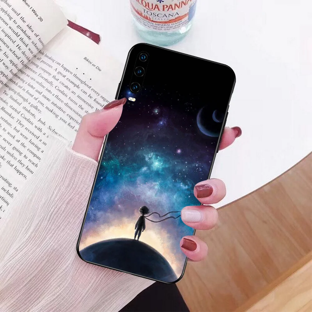 

NBDRUICAI The Little Prince and fox Black Soft Phone Case Cover for Huawei Honor 10 9 8 8x 8c 9x 7c 7a Nova 3 3i Lite Y9 Y7 Y6