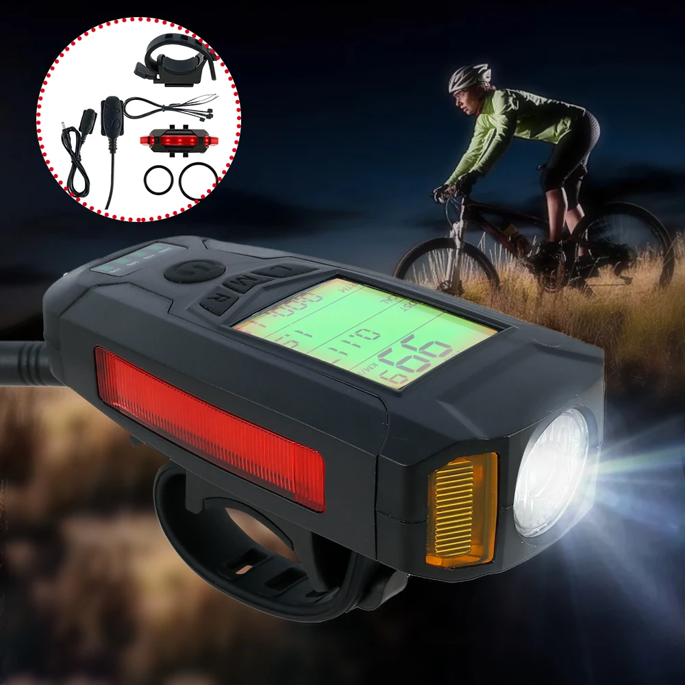 LED Bike Light with Bike Speedometer Horn USB Rechargeable Bicycle Light Waterproof Cycling Headlight Taillight 5 Light Modes
LED Bike Light with Bike Speedometer Horn USB Rechargeable Bicycle Light Waterproof Cycling Headlight Taillight 5 Light Modes